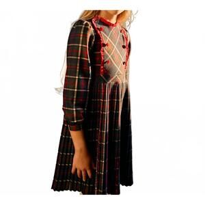 NEW PATACHOU girl woven dress in balmoral tartan